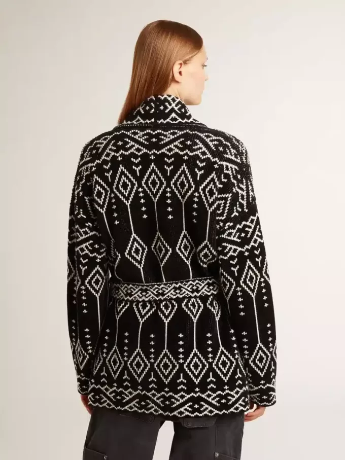 Zwart damesvest met riem en kristallen