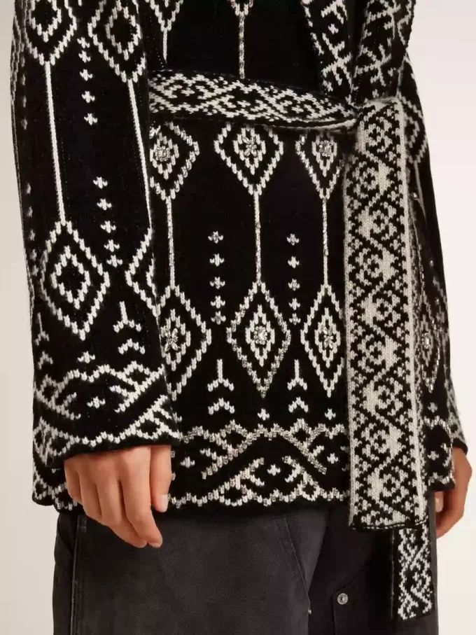Zwart damesvest met riem en kristallen