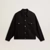 Zwart denim jack voor dames met borduursel