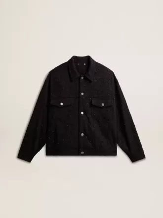Zwart denim jack voor dames met borduursel