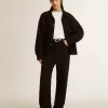 Zwart denim jack voor dames met borduursel