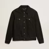 Zwart denim jack voor heren, één keer gewassen
