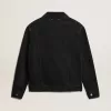 Zwart denim jack voor heren, één keer gewassen