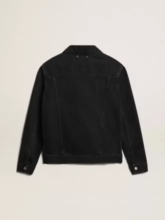 Zwart denim jack voor heren, één keer gewassen
