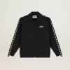 Zwart herensweatshirt met ritssluiting en witte sterren