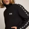 Zwart herensweatshirt met ritssluiting en witte sterren