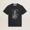 Zwart katoenen T-shirt voor heren met print op de voorkant