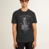 Zwart katoenen T-shirt voor heren met print op de voorkant