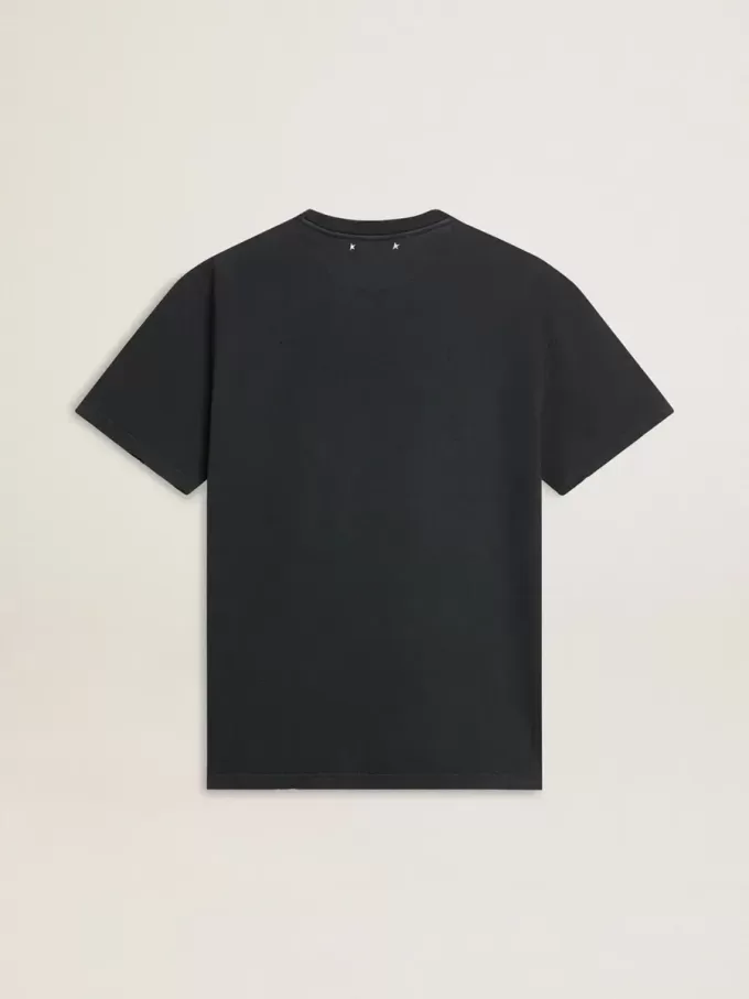 Zwart katoenen T-shirt voor heren met print op de voorkant