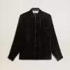 Zwart shirt met fluweeleffect en borduursels