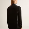 Zwart shirt met fluweeleffect en borduursels