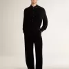 Zwart shirt met fluweeleffect en borduursels
