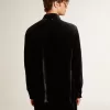 Zwart shirt met fluweeleffect en borduursels