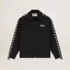 Zwart sweatshirt met ritssluiting en witte sterren voor dames