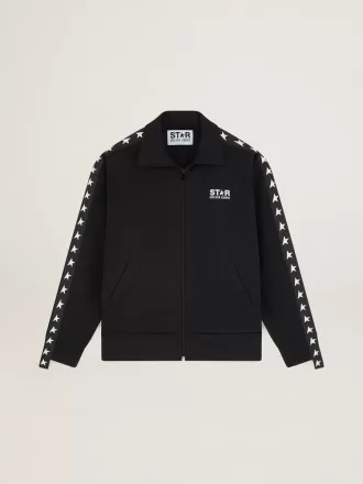 Zwart sweatshirt met ritssluiting en witte sterren voor dames