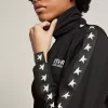 Zwart sweatshirt met ritssluiting en witte sterren voor dames