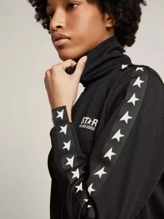 Zwart sweatshirt met ritssluiting en witte sterren voor dames