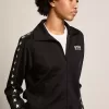 Zwart sweatshirt met ritssluiting en witte sterren voor dames