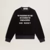 Zwart sweatshirt met ronde hals en geborduurde letters