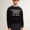 Zwart sweatshirt met ronde hals en geborduurde letters