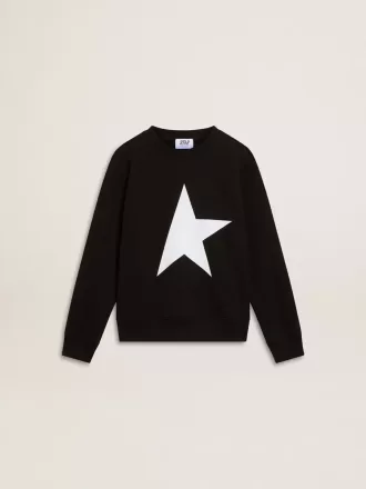 Zwart sweatshirt voor jongens met grote witte ster op de voorkant.