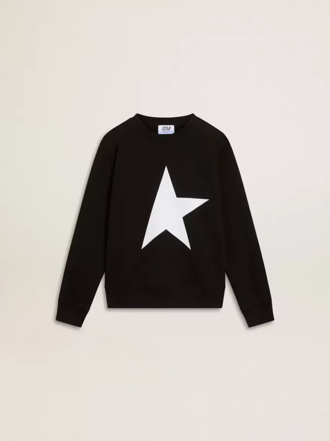 Zwart sweatshirt voor jongens met grote witte ster op de voorkant.