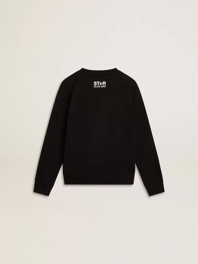 Zwart sweatshirt voor jongens met grote witte ster op de voorkant.