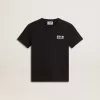 Zwart T-shirt met contrasterend wit logo op de voorkant en grote ster op de achterkant