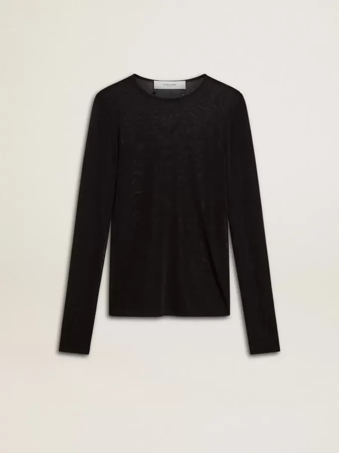 Zwart T-shirt met ronde hals voor dames