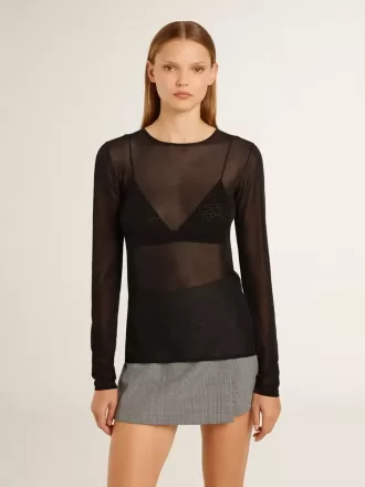 Zwart T-shirt met ronde hals voor dames