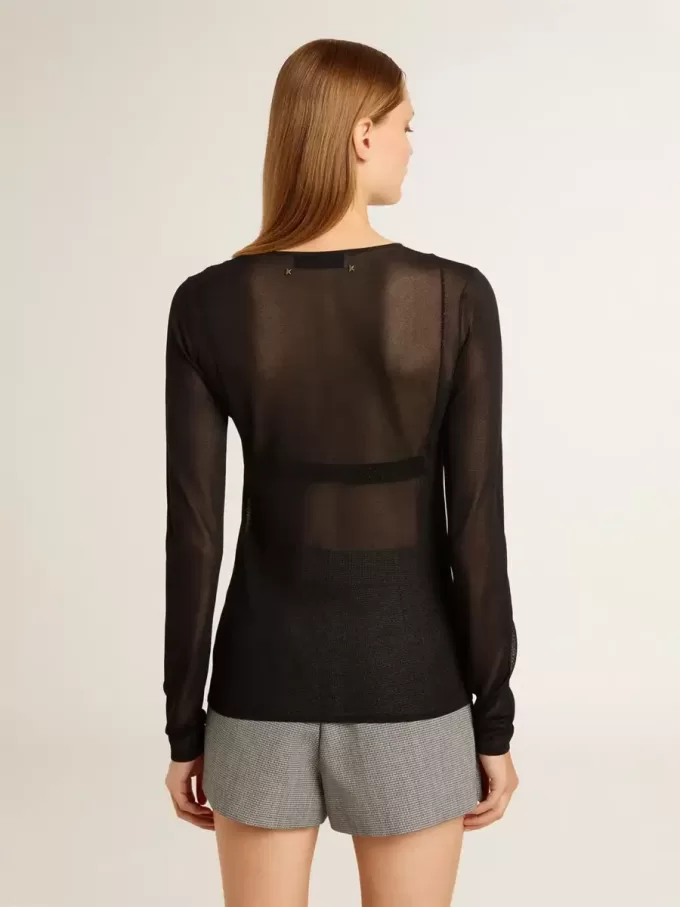 Zwart T-shirt met ronde hals voor dames