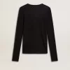 Zwart T-shirt met ronde hals voor dames