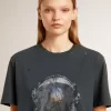Zwart T-shirt met veelkleurige print