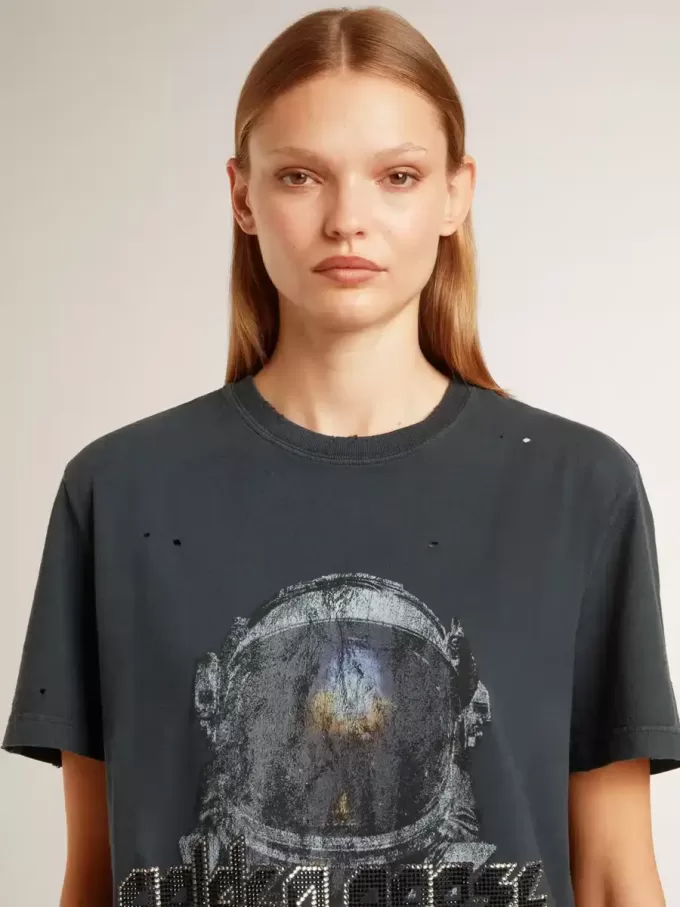 Zwart T-shirt met veelkleurige print