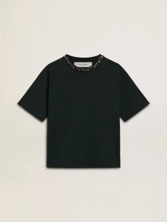 Zwart T-shirt voor dames met kristallen