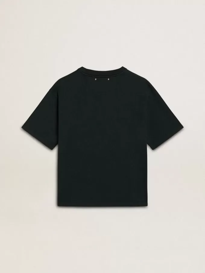 Zwart T-shirt voor dames met kristallen