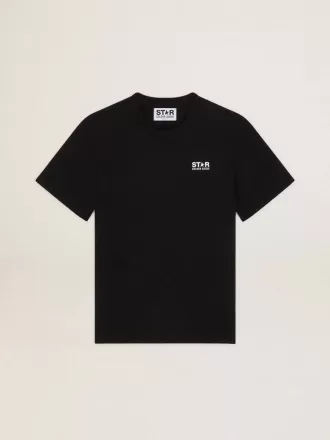 Zwart T-shirt voor heren met contrasterend wit logo en ster