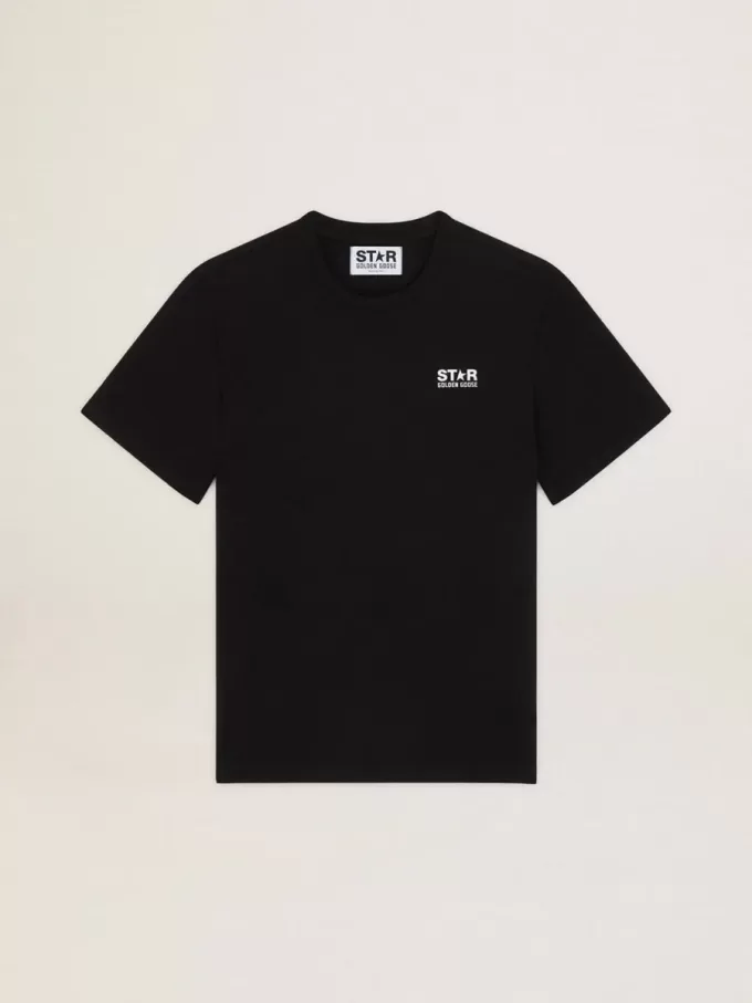 Zwart T-shirt voor heren met contrasterend wit logo en ster