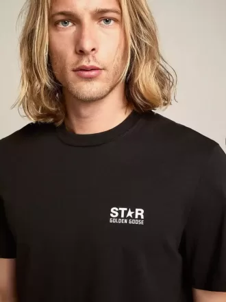 Zwart T-shirt voor heren met contrasterend wit logo en ster