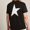 Zwart T-shirt voor heren met contrasterend wit logo en ster