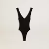 Zwarte bodysuit met V-hals voor dames