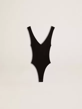 Zwarte bodysuit met V-hals voor dames