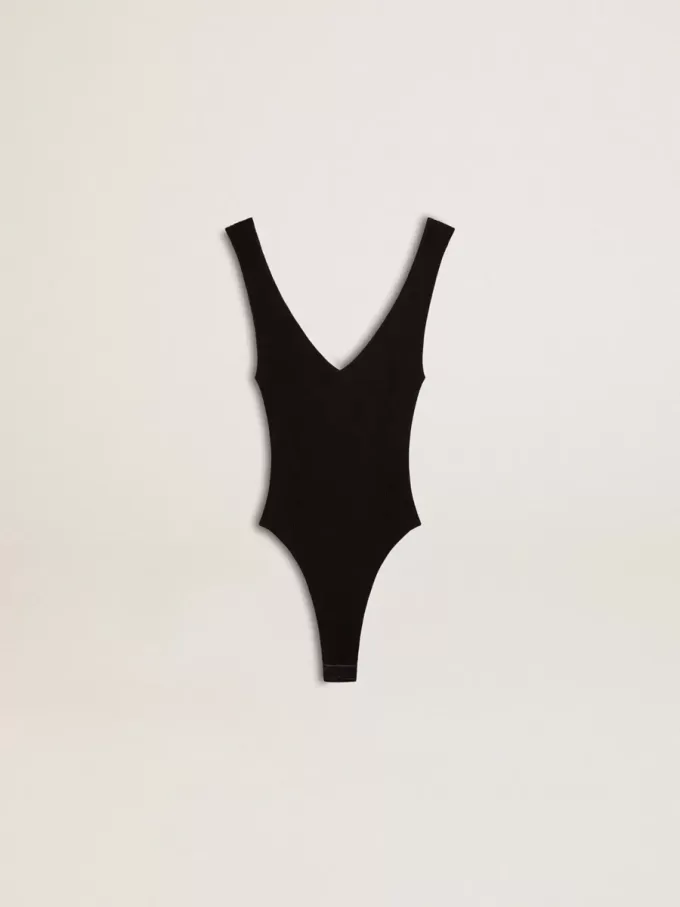 Zwarte bodysuit met V-hals voor dames