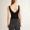Zwarte bodysuit met V-hals voor dames