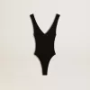 Zwarte bodysuit met V-hals voor dames