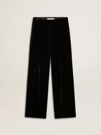 Zwarte broek met fluweeleffect