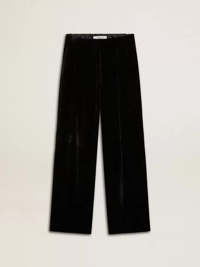 Zwarte broek met fluweeleffect