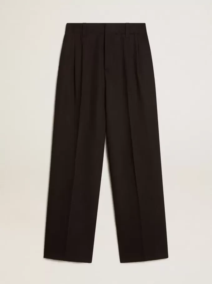 Zwarte broek van wol en viscose