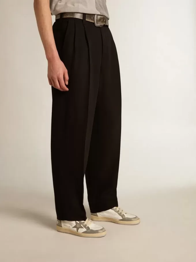Zwarte broek van wol en viscose