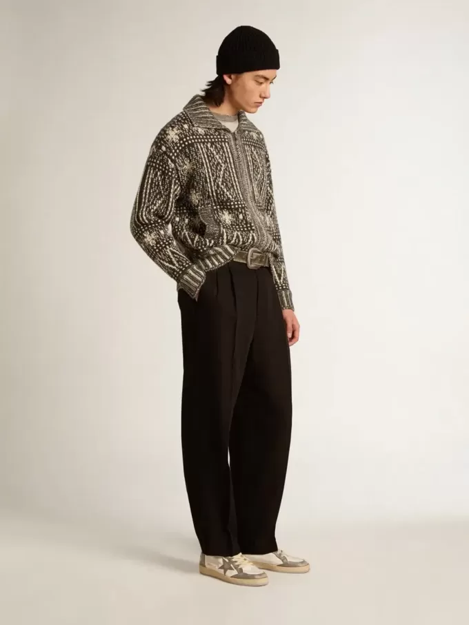 Zwarte broek van wol en viscose